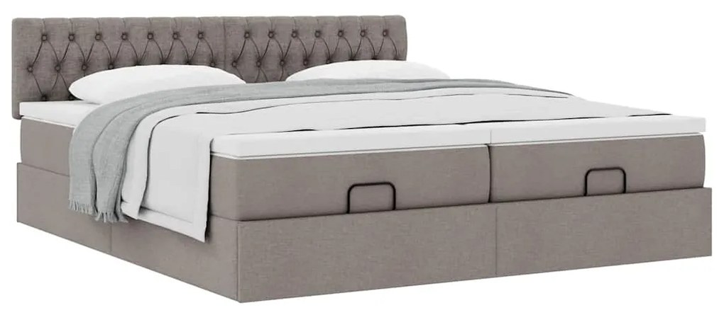 vidaXL Οθωμανικό κρεβάτι με στρώματα Taupe 180x200cm ύφασμα