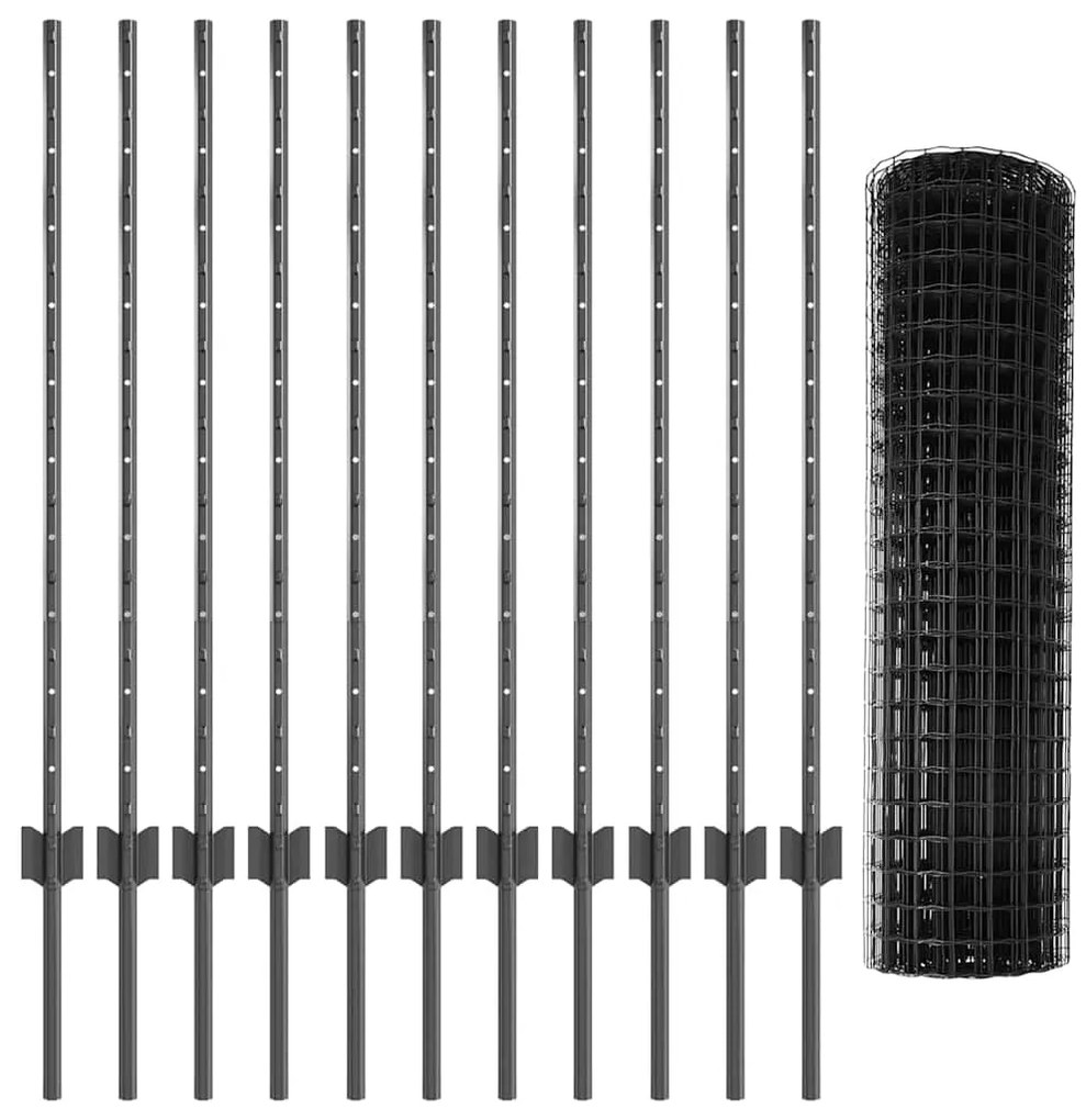 vidaXL Τεντώτο με στήριγμα Γκρι 1 x 25 m Ατσάλι