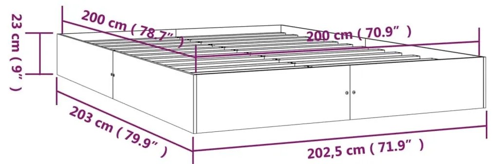 Σκελετός Κρεβατιού Χωρίς Στρώμα 200x200 εκ Μασίφ Ξύλο - Καφέ
