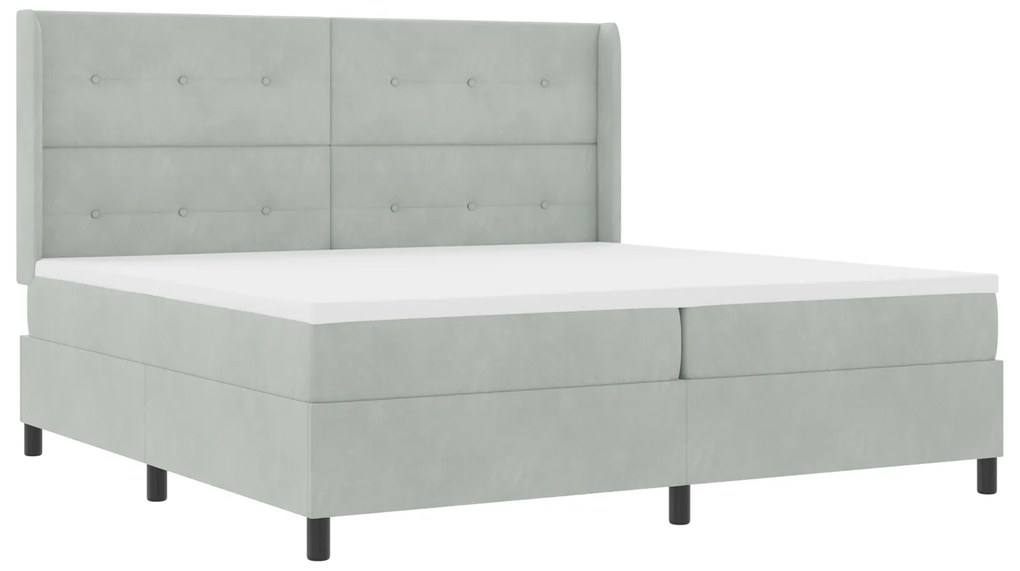 vidaXL κρεβάτι Box Spring με στρώμα Ανοιχτό γκρι 200x200 εκ. Βελούδο