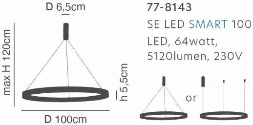 Γραμμικό Φωτιστικό SE LED SMART 100 AMAYA PENDANT WHITE Δ5 - 77-8143 - 51W - 100W - 77-8143