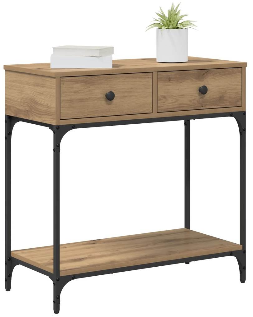vidaXL Τραπέζι Κονσόλας Μασίφ Δρυς 75x34.5x75 εκ. Επεξεργασμένο Ξύλο