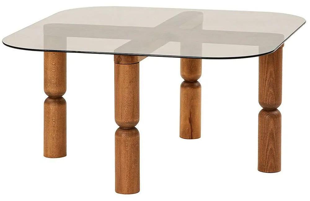 Τραπέζι Σαλονιού Kei 552NOS2265 80x80x40cm Walnut-Bronze