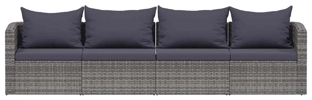 vidaXL Σαλόνι Κήπου 4 Τεμαχίων Γκρι από Συνθετικό Ρατάν με Μαξιλάρια