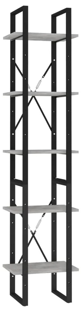 vidaXL Βιβλιοθήκη με 5 Ράφια Γκρι Σκυρ. 40 x 30 x 175 εκ. Επεξ. Ξύλο