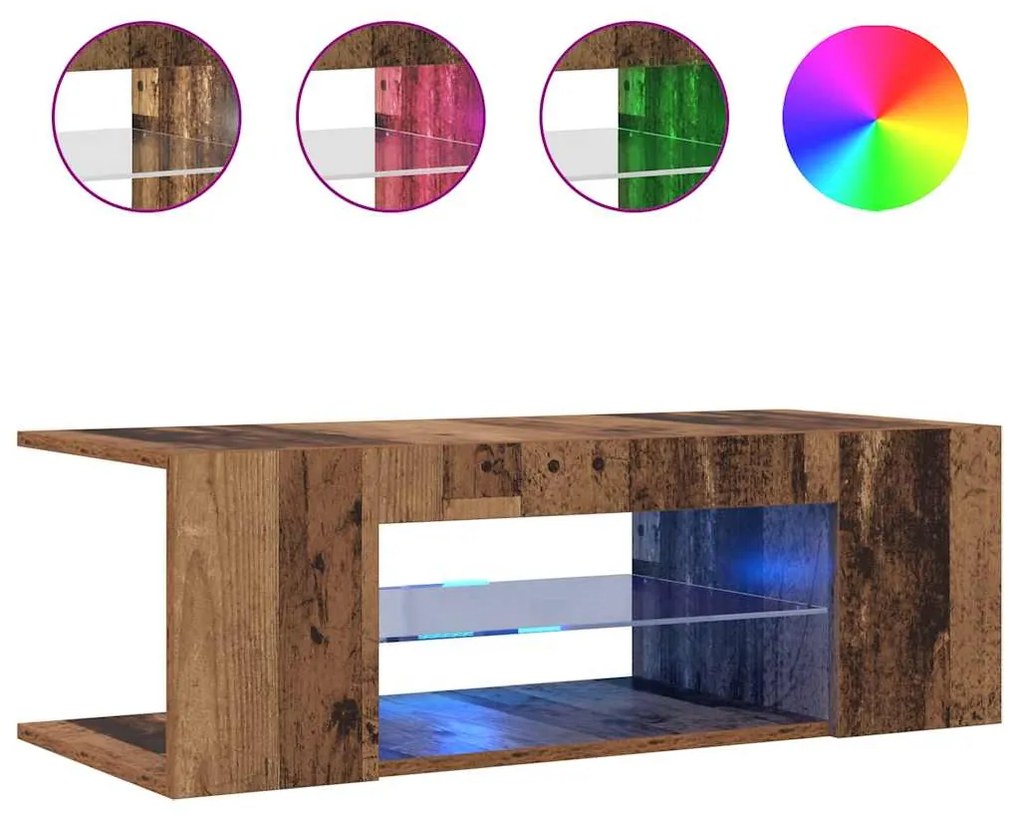 vidaXL Έπιπλο Τηλεόρασης LED Όψη Παλαιού Ξύλου 90x39x30 εκ. Επεξ. Ξύλο