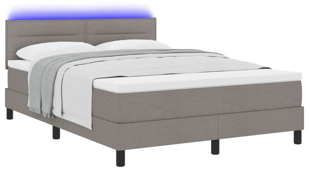 vidaXL Κρεβάτι με Στρώμα & Φωτισμό LED Ταπέτ 160x200 εκ. Ύφασμα