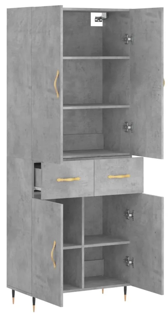 vidaXL Ντουλάπι Γκρι Σκυροδέματος 69,5x34x180 εκ. Επεξεργασμένο Ξύλο