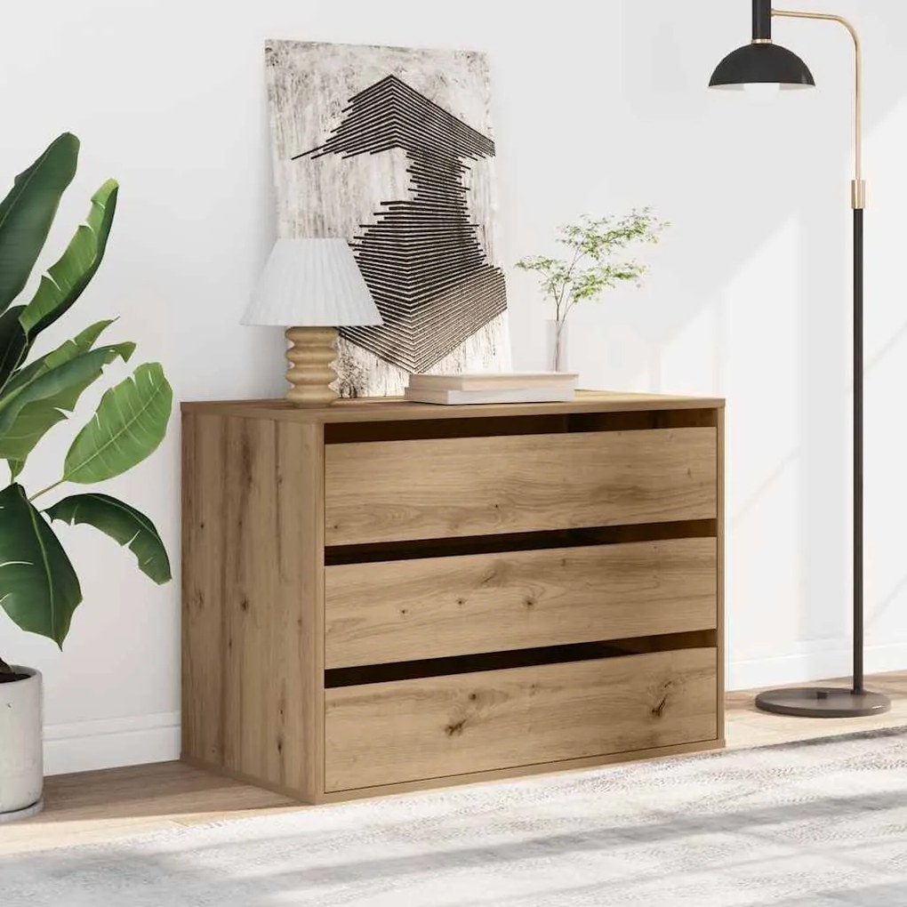 vidaXL Συρταριέρα Γωνιακή Αρτισιανή Δρυς 80x41x58 εκ. Επεξεργ. Ξύλο