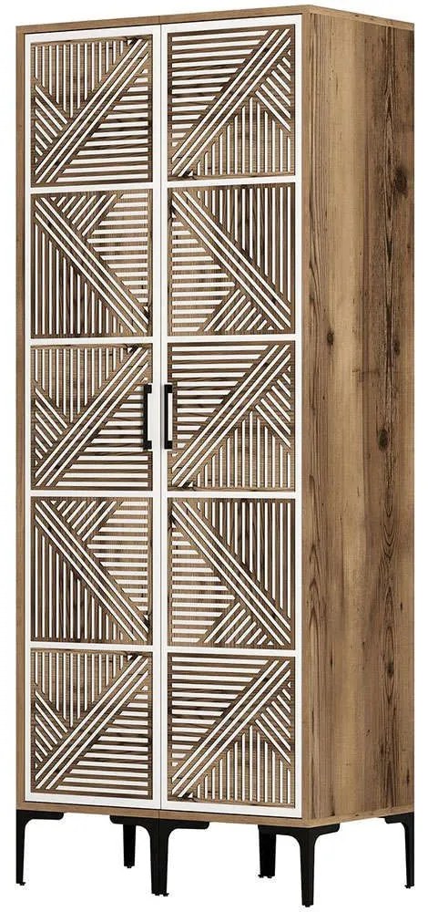 Ντουλάπα Δίφυλλη Kumsal 845HCT5440 80x47,5x201,4cm Walnut-White Δίφυλλη