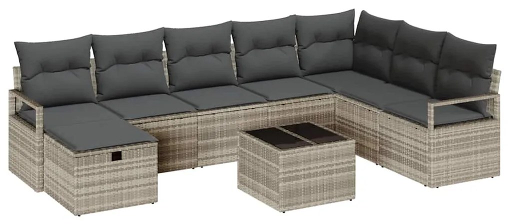vidaXL Σετ Καναπέ Κήπου 8 pcs Ανοιχτό γκρι Πολυ ράταν
