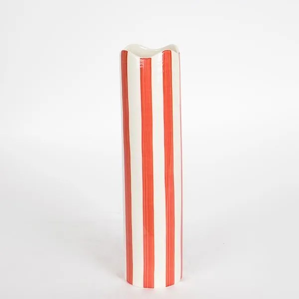 ΒΑΖΟ ΚΕΡΑΜΙΚΟ ΛΕΥΚΟ - ΚΟΚΚΙΝΟ 8.2x8.2x32cm|752-20211