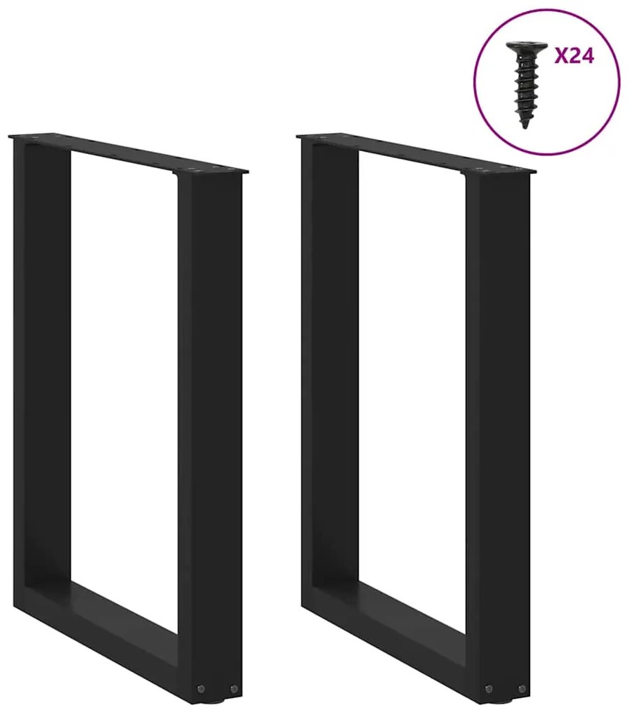 vidaXL Πόδια Τραπεζαρίας σε Σχήμα U 2 τεμ. Μαύρο 60x(72-73) εκ. Ατσάλι
