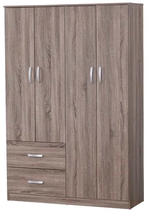 Intrahome Ντουλάπα ρούχων τετράφυλλη Zelia Intrahome με 2 συρτάρια σε sonoma-oak απόχρωση 120x42x180εκ | SKU: INTRAPA-350111170