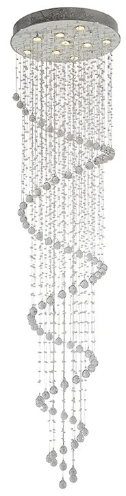 Artekko Crystal Κρεμαστό Φωτιστικό με 6 Λάμπες Διάφανο Κρύσταλλο (80x80x240)cm