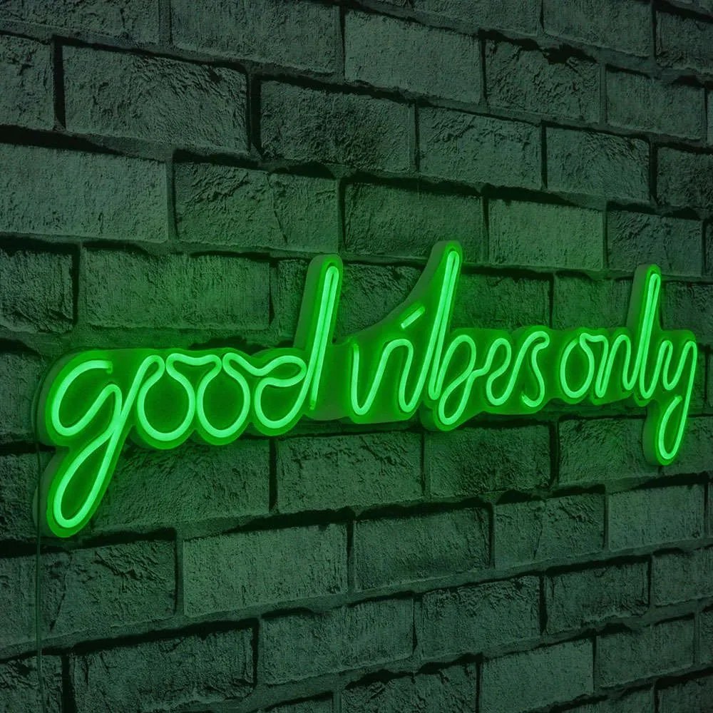 Διακοσμητικό Φωτιστικό Τοίχου Good Vibes Only 395NGR1588 76x2x19cm Led 22,6W Green Wallity