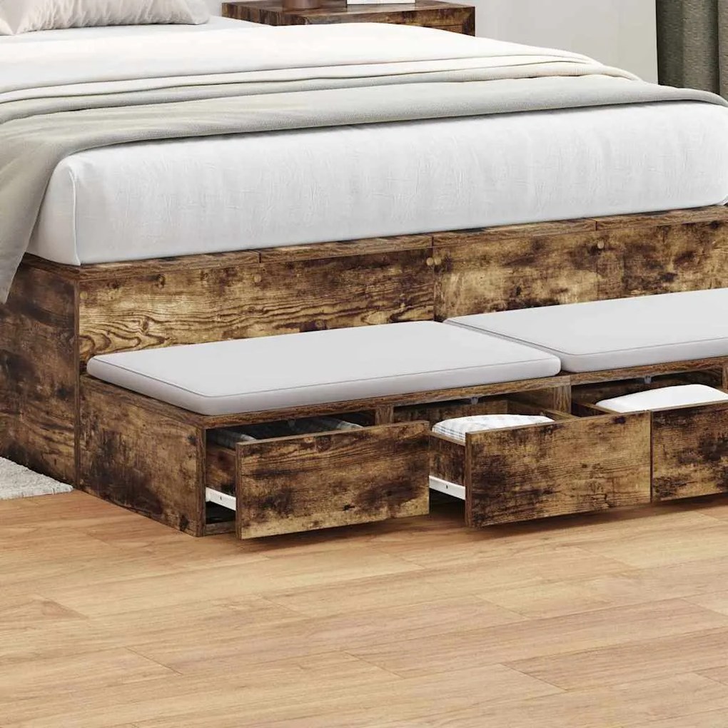 vidaXL Συρτάρια κρεβατιού Καπνιστή δρυς 120 x 36.5 x 16.5 εκ