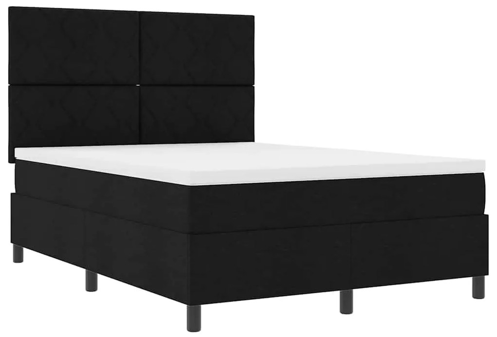 vidaXL Κρεβάτι με ελατήρια με στρώμα Μαύρο 140 x 200 cm ύφασμα
