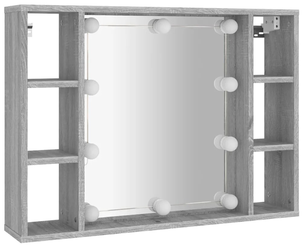 vidaXL Έπιπλο Καθρέπτη με LED Γκρι Sonoma 76 x 15 x 55 εκ.
