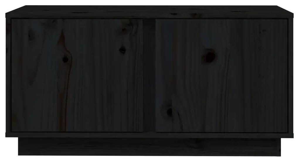 Έπιπλο Τηλεόρασης Μαύρο 80x35x40,5 εκ. από Μασίφ Ξύλο Πεύκου - Μαύρο