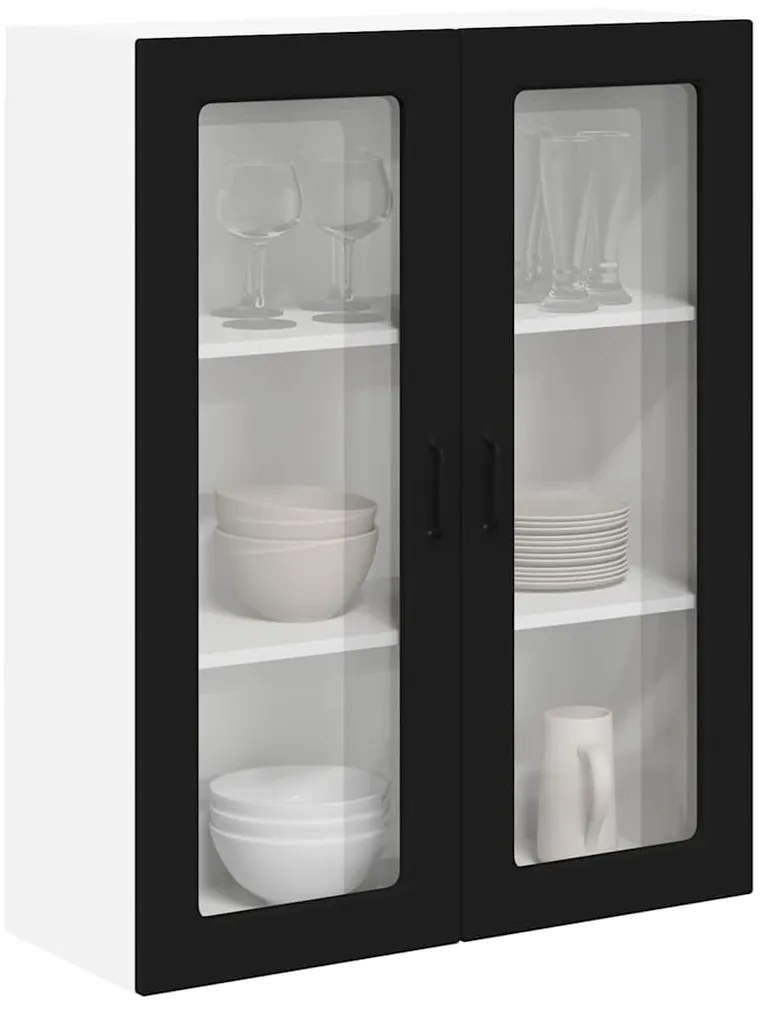 vidaXL Κρεμαστό ντουλάπι κουζίνας με ράφι Μαύρο 80 x 31 x 100 εκ.