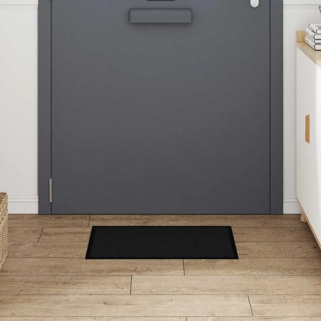 vidaXL Χαλάκι Εξώπορτας Μαύρο 60 x 40 x 1.2 εκ. Ύφασμα τέντι