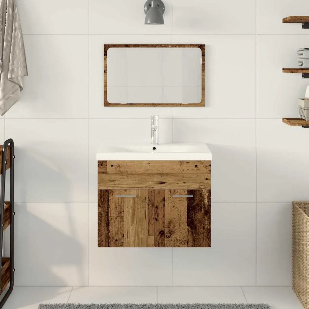 vidaXL Ντουλάπι Μπάνιου Επιτοίχιο Παλιό ξύλο 60 x 38,5 x 46 cm