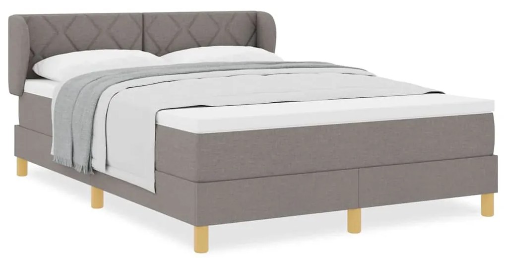 vidaXL Κρεβάτι με Ελατήρια και Στρώμα Κρεμ 90x200 εκ Υφασμα Taupe