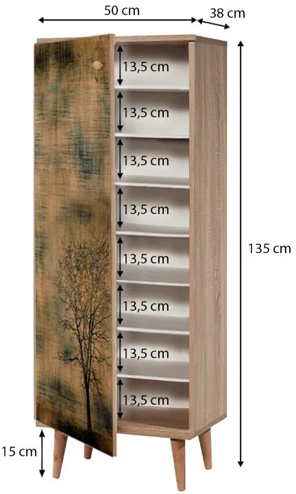 Παπουτσοθήκη - ντουλάπι Soho Megapap χρώμα sonoma 50x38x135εκ.