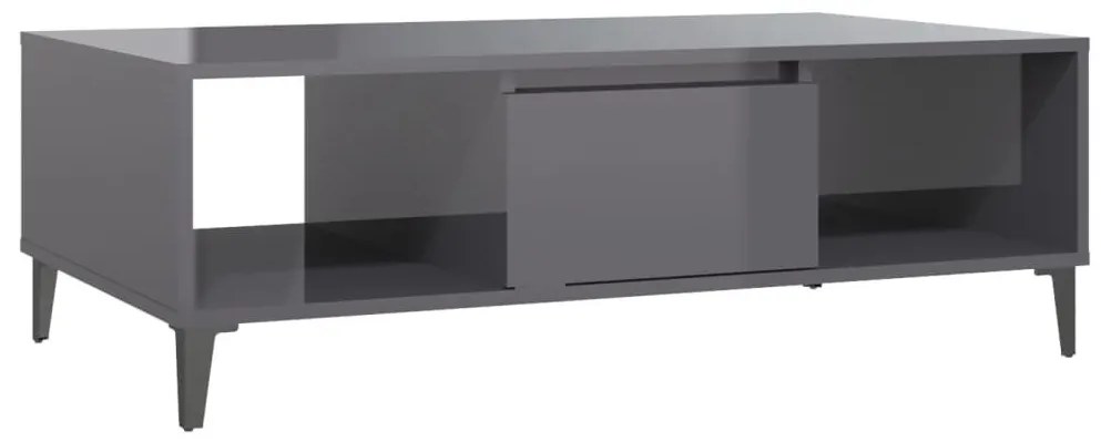 Τραπεζάκι Σαλονιού Γυαλιστερό Γκρι 103,5x60x35 εκ. Επεξ. Ξύλο - Γκρι