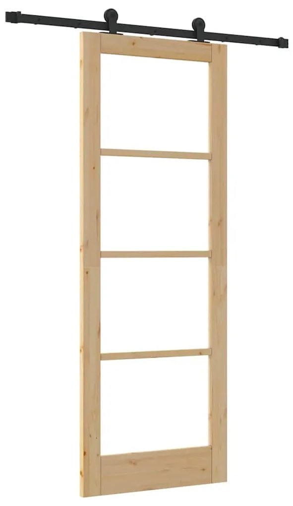 vidaXL Συρόμενη Πόρτα ORKDAL Καφέ 78 x 211 εκ Ξύλο και μέταλλο