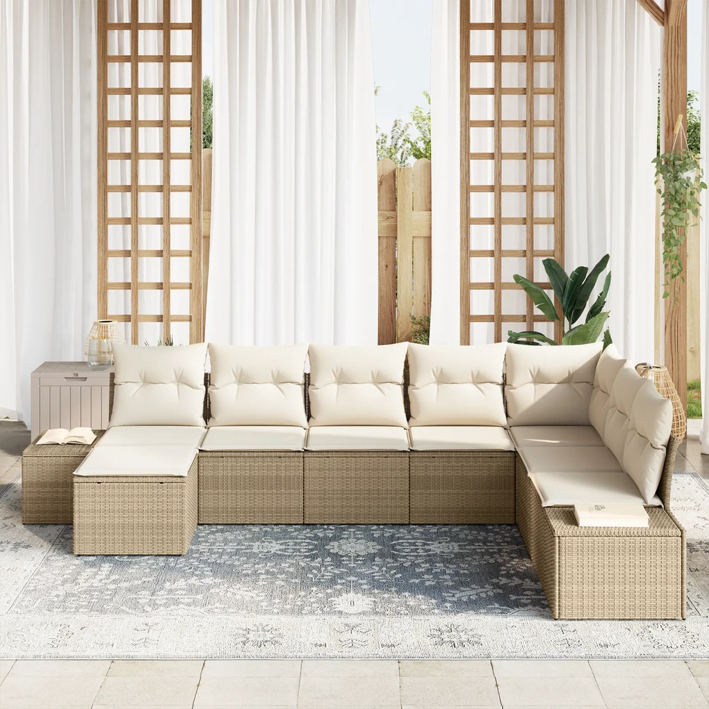 vidaXL Σετ Καναπέ Κήπου 8 pcs Μπεζ 319 x 209 x 85 εκ PE ρατάν