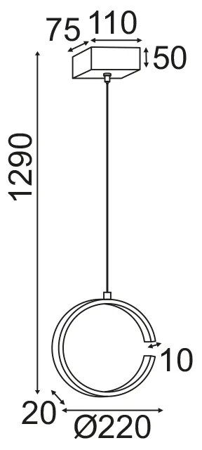 ΚΡΕΜΑΣΤΟ ΦΩΤΙΣΤΙΚΟ LED 8W 3000K 750LM ΜΑΥΡΟ ΜΕΤΑΛΛΙΚΟ 22X11XH129CM EUCLID3 - V28LEDP22BK - 1.5W - 20W - V28LEDP22BK