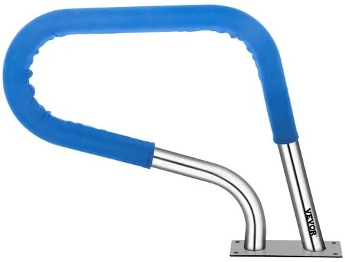 VEVOR Pool Rail 30x22&quot; Pool Railing 304 Stainless Steel 250LBS Load Capacity Silver Rustproof Pool Handrail Humanized Swimming Pool Handrail with Blue Grip Cover &amp; M8 Drill Bit &amp; Self-taping Screws