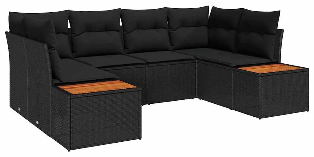 vidaXL Σετ Καναπέ Κήπου με μαξιλάρι 6 pcs Μαύρο Πολυ ράταν