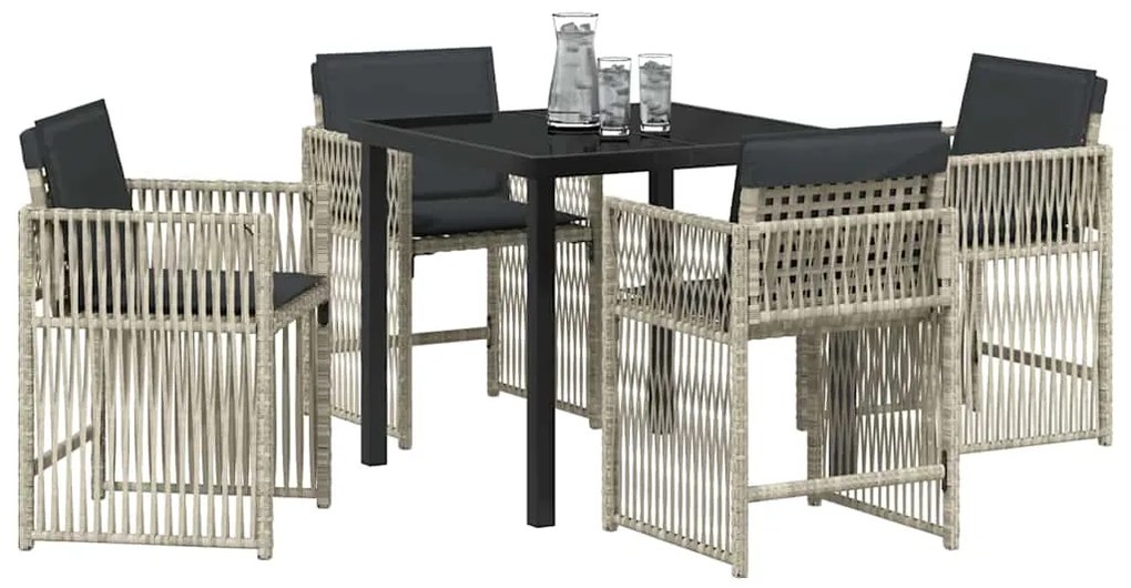 vidaXL Σέτ φαγητού για κήπο 5 pcs Ανοιχτό γκρι Πολυ ράταν