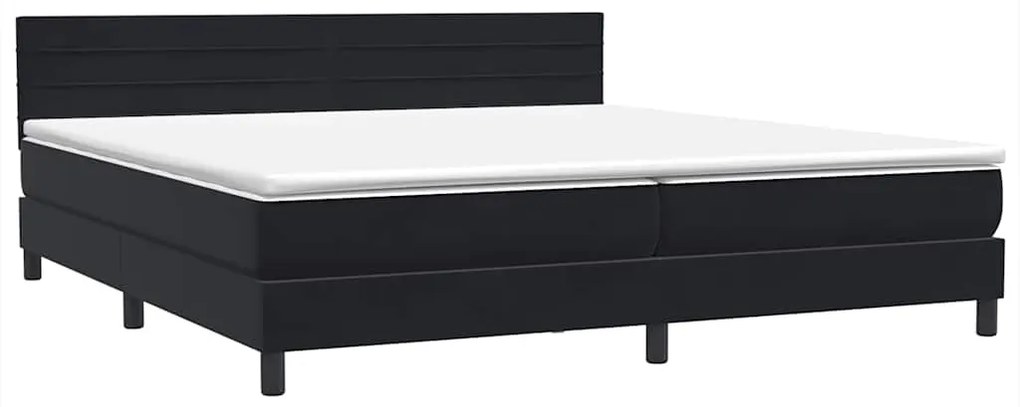 vidaXL Κρεβάτι Boxspring με Στρώμα &amp; LED Μαύρο 180x210 εκ. Βελούδινο