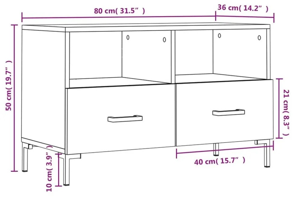 Έπιπλο Τηλεόρασης Γκρι Σκυροδέματος 80x36x50 εκ. Επεξεργ. Ξύλο - Γκρι