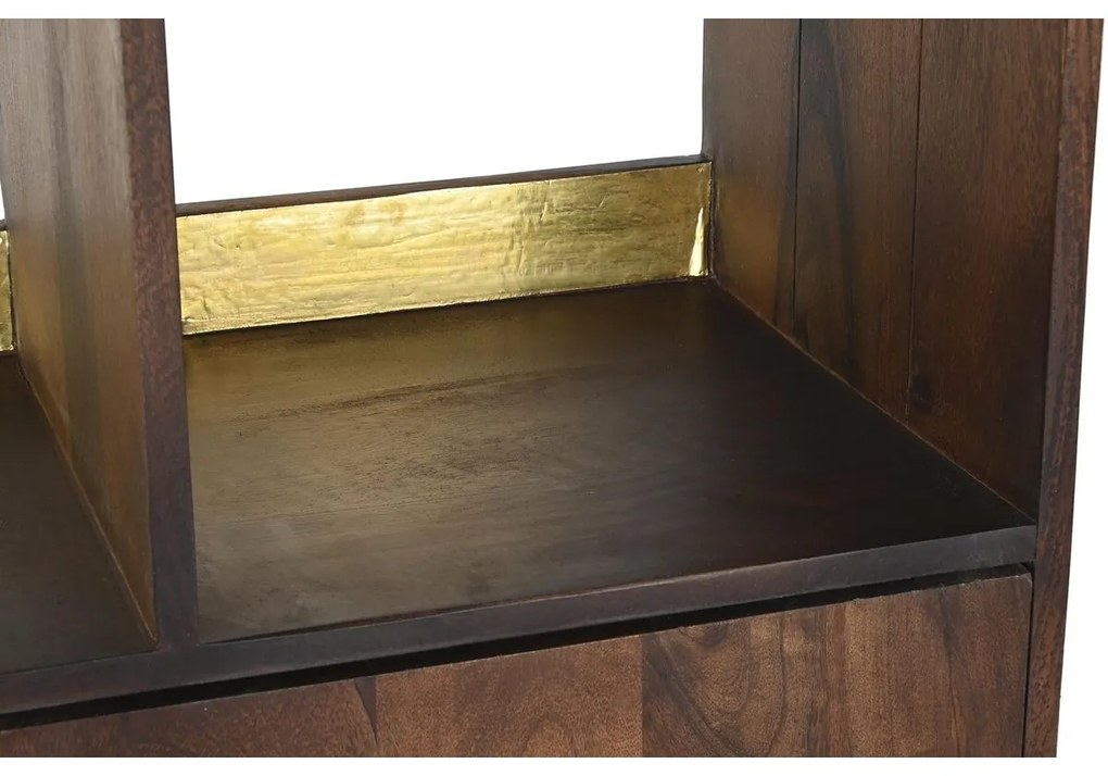 Ράφια DKD Home Decor Μαύρο Χρυσό Μέταλλο Σκούρο καφέ Ξύλο από Μάνγκο 4 Ράφια (90 x 35 x 200 cm)