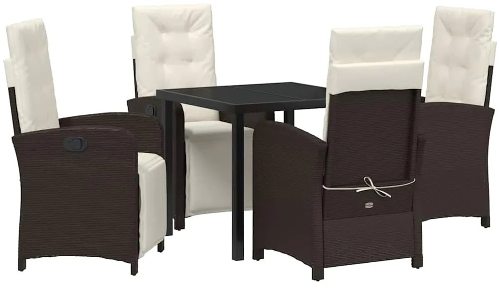 vidaXL Σέτ φαγητού για κήπο 5 pcs Καφέ συνθετικό ρατάν