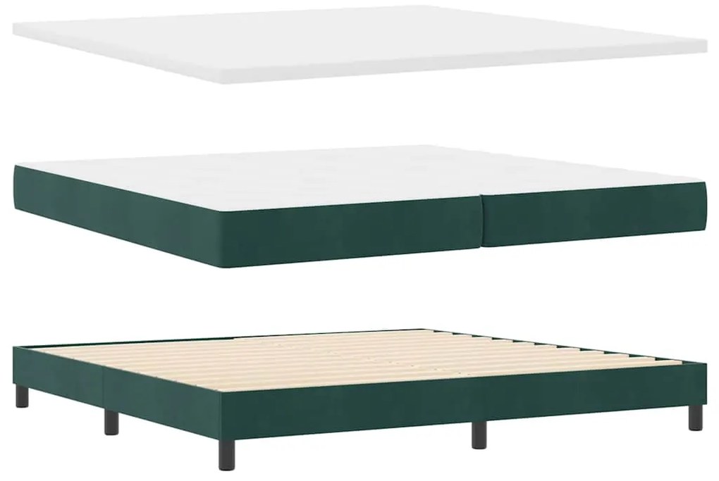 vidaXL Κρεβάτι με ελατήρια Σκούρο Πράσινο 200 x 200 cm Βελούδο