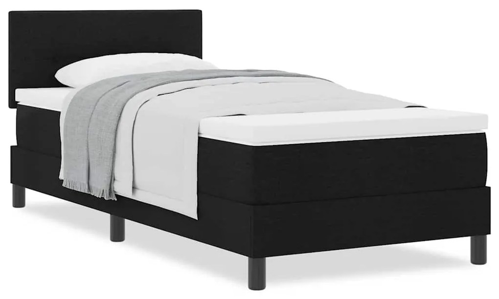 vidaXL Κρεβάτι box spring με στρώμα με στρώμα Μαύρο 90 x 190 cm ύφασμα
