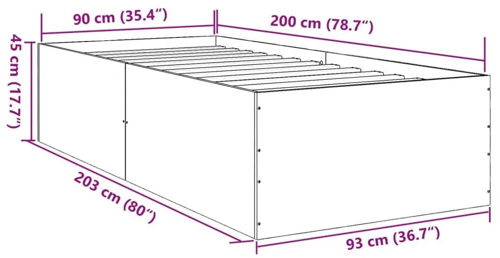 Πλαίσιο Κρεβατιού Γκρι Sonoma 90x200 εκ. Επεξεργασμένο Ξύλο - Γκρι