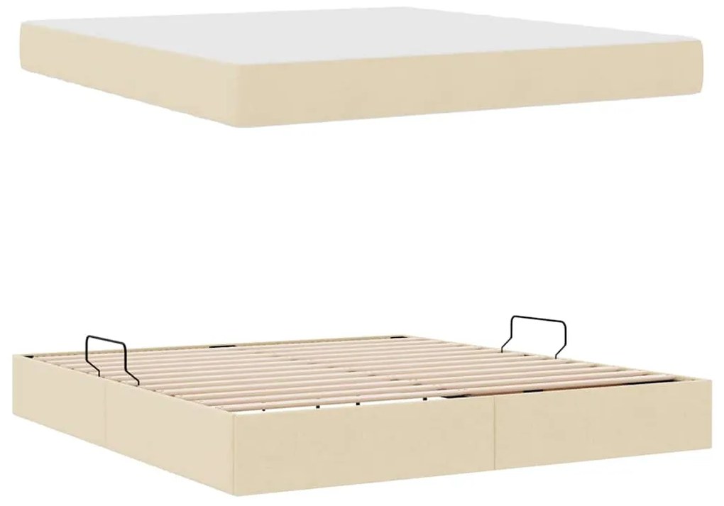 vidaXL Κρεβάτι με αποθηκευτικό χώρο και στρώμα Κρεμ 160 x 200 cm