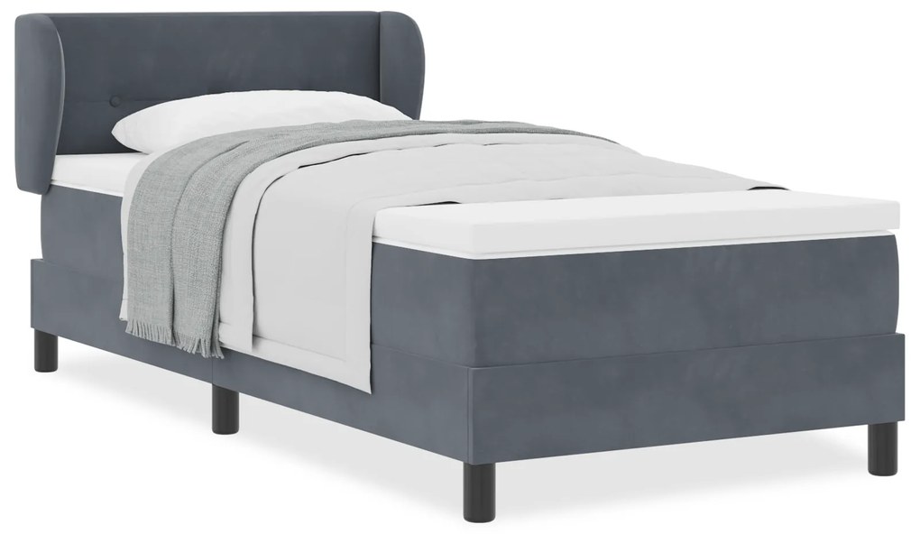 vidaXL Κρεβάτι Box Spring με στρώμα σκούρο γκρι 80x200 εκ. βελούδο