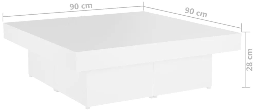 vidaXL Τραπεζάκι Σαλονιού Λευκό 90 x 90 x 28 εκ. Επεξεργασμένο Ξύλο