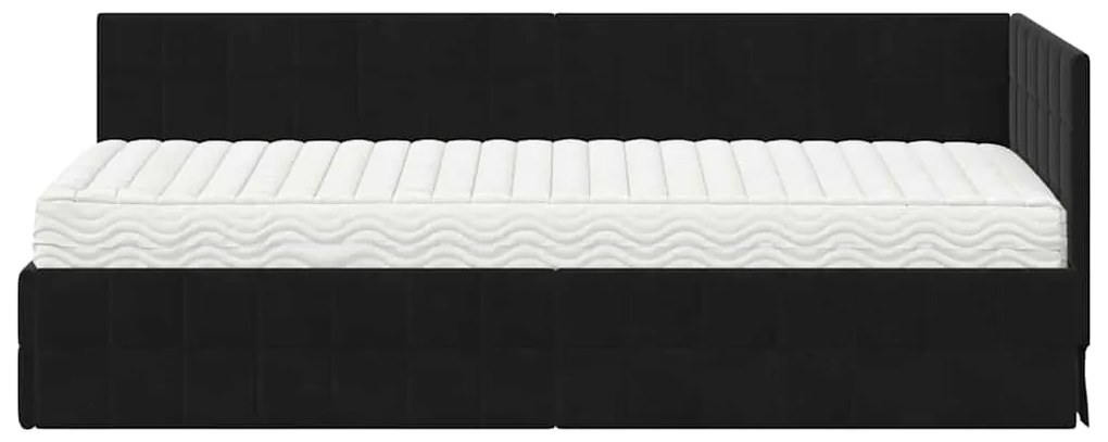 vidaXL Κρεβάτι γωνίας με στρώμα με κεφαλάρι 2 pcs Μαύρο Βελούδο