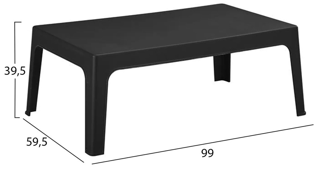 Τραπεζάκι παραλίας SLEEK Ορθογώνιο Πολυπροπυλένιο σε Μαύρο 99x59.5x39.5Υεκ. 99x59.5x39.5 εκ.