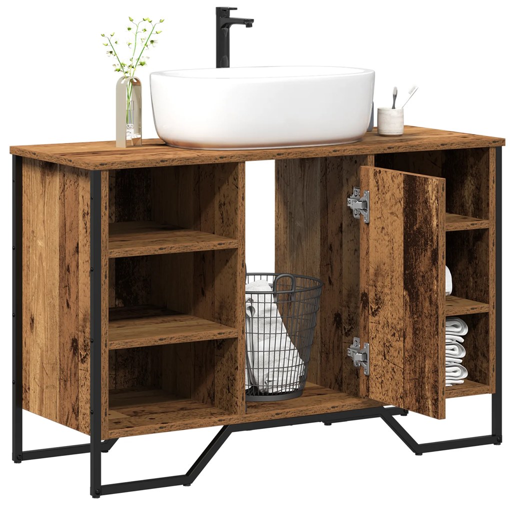 vidaXL ντουλάπι νιπτήρα  Παλιό ξύλο 91x35x60 cm Από στερεό ξύλο