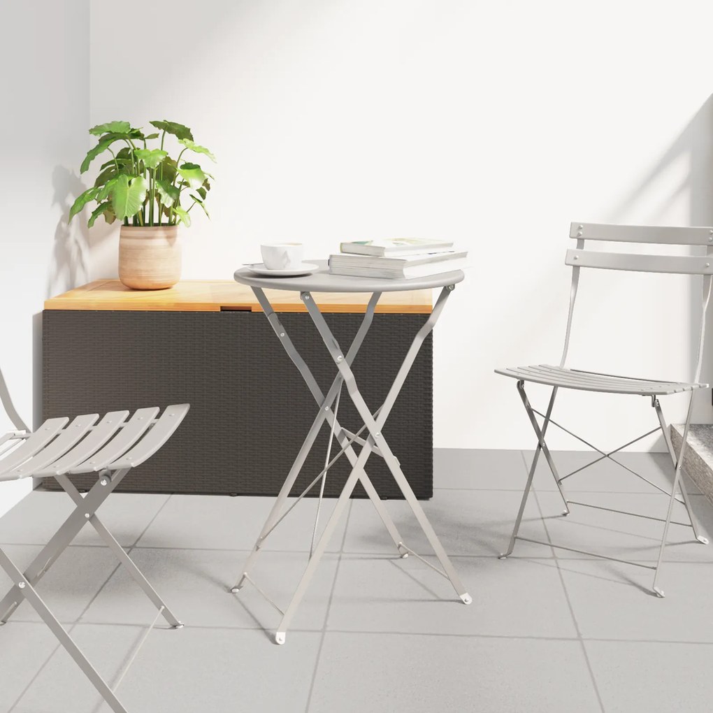 vidaXL Τραπέζι Bistro Πτυσσόμενο Μπεζ Ø50x71 εκ. Μεταλλικό